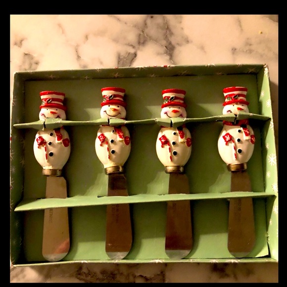 Other - SNOWMAN BUTTER CHEESE BALL SPREADERS DIPPERS  JELLY BUTTER  SET 4